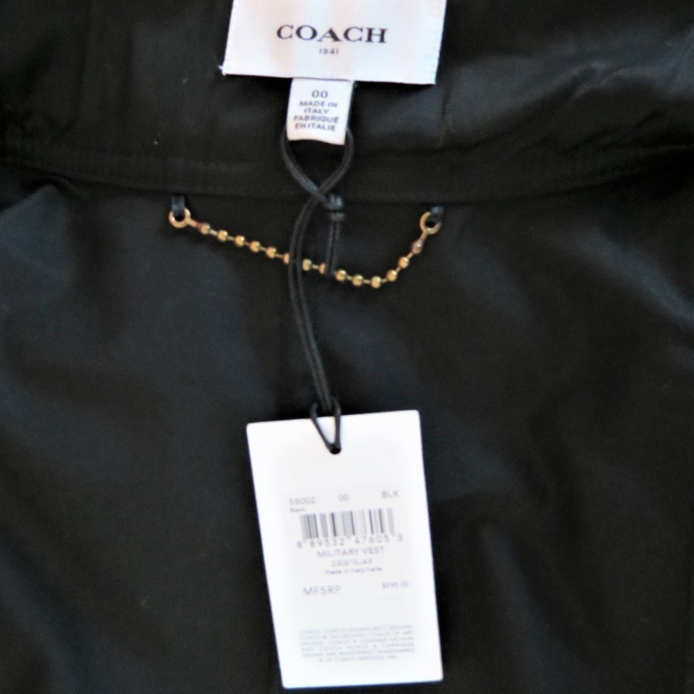 NWT Coach Military Style Black Vest With Patches - Picture 4 of 4